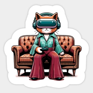 Vintage cat gamer - Nostalgic Geek Chic Apparel Sticker